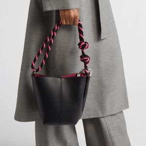 JW ANDERSON Black Shoulder Bag with Pink Rope Handle